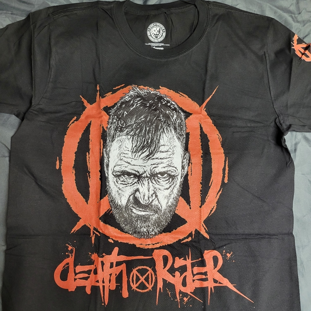 Brand new njpw and nerds clothing tee Jon Moxley aka death rider in Japan.